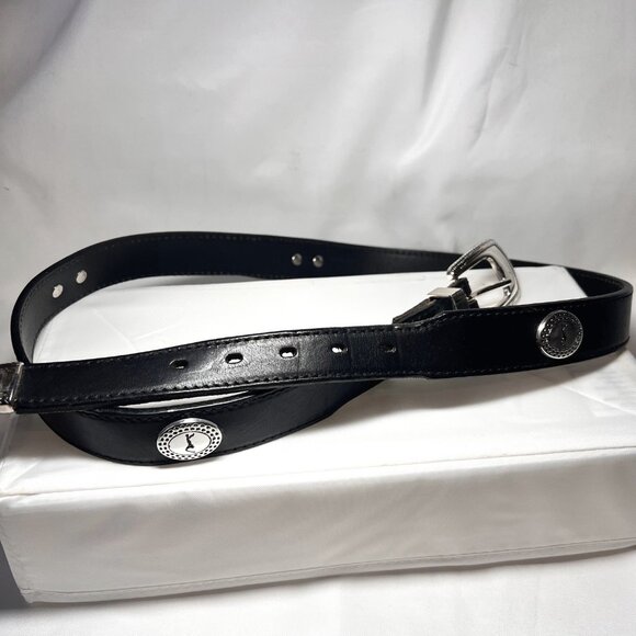 RGA Four By Danbury Asso.-Men's Golf Black Leather Belt-Silver Buckle-Casual - Picture 9 of 15